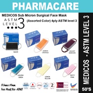 Medicos 4 Ply Sub Micron  Surgical Face Mask ASTM level 3 (50 Pcs/Box) Earloop- (Assorted Color) READY STOCK [SHIP FROM KL]