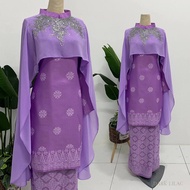 [Warna Lilac] Baju Kurung Moden Songket Printed Normala