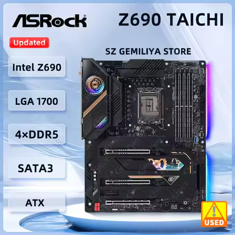 ASROCK Z690 TAICHI Motherboard Intel Z690 LGA1700 DDR5 192GB PCIe 5.0 M.2 NVMe SSD support i9-14900F