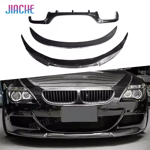 JIACHE Carbon Fiber 3PCS/Set Front Bumper Lip Rear Diffuser Spoiler Rear Spoiler for BMW 6 Series E6