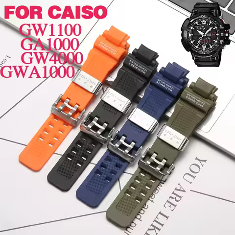 Watch Accessories For Casio GA1000 1100 GW-A1000 1100 GW4000 Resin Strap Men's Waterproof Sports Sil