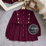 Elysia Blouse - Crinkle mix Embroidery - Cahayagalery99
