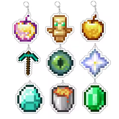 Golden Apple Keychain Totem of Undying Diamond Sword Eye Enchanted Bag Pendant Accessory Jewelry Gif