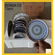 BONDA SET C Ceramic Tableware Ceramic Bowl Set Ceramic Plate Set C 12 PCS