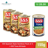 555 Spanish Style Sardines Pack of 3 + 555 Tuna Afritada 155g