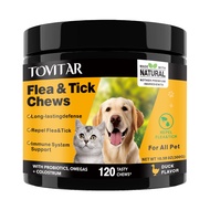 🔥TOVITAR® Flea and Tick Defense Chewable Supplement for Dogs and Cats – 120 chews Veterinarian-Recom