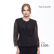 Guy Laroche womans Jacket Luxury Lace Cardigan Light jacket แจ็คเก็ตผู้หญิง คอกลม แขนสามส่วน สีดำ GZ
