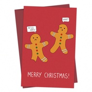 1pc Humor Gingerbread Man Merry Christmas Greeting Card With Envelope, Humorous Holiday Card For Fam