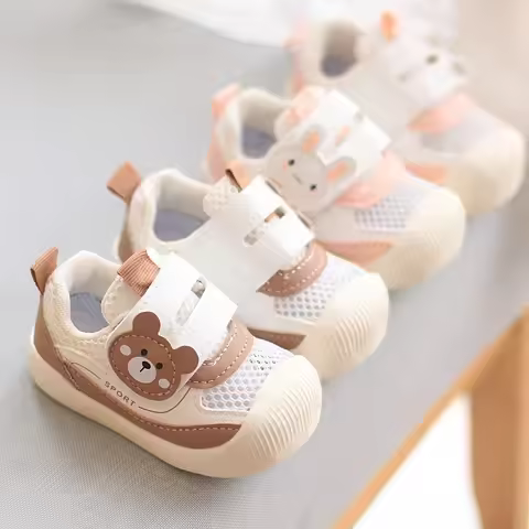 Children Sneakers For Spring.Summer Baby Air Permeable Mesh Cute Cartoon Walking Shoes Boys Girls Bu