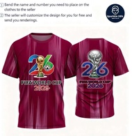 Free custom name&number 2026 World Cup "Double Trophy Vibrant/Burgundy Stripe" Football Sports Jerse