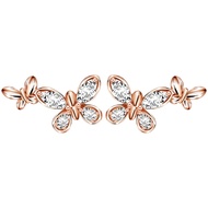 Merii ต่างหูเงินแท้ 925 ชุบโรสโกลด์ ประดับเพชร CZ ดีไซน์ผีเสื้อ 2 ตัว : ต่างหูCZ มินิมอล Papillon 22