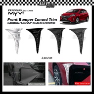Perodua Myvi Facelift 2022 2023 CARBON CHROME Front Bumper Canard Side Trim Cover Bodykit Gear Up Ge