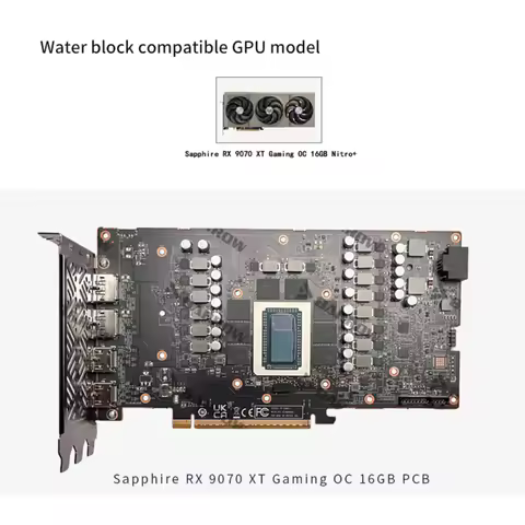Barrow GPU Block For Sapphire RX9070XT Gaming OC 16GB Nitro+ , Graphics Card Water Cooler , PC Cooli