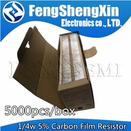 5000pcs 1/4w 0.25w 5% Carbon Film Resistor 1R~1M 2.2R 10R 22R 47R 51R 100R 150R 470R 1K 4.7K 10K 47K