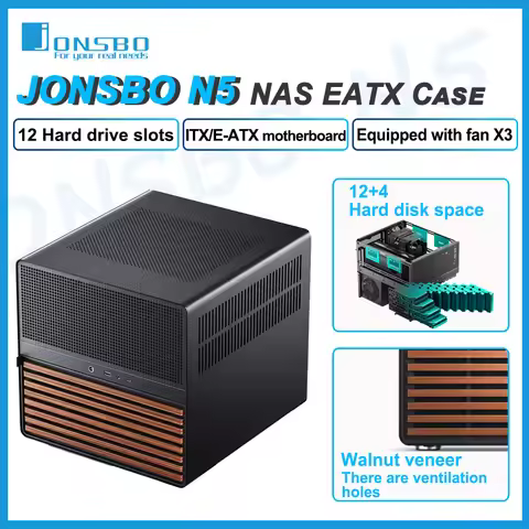JONSBO N5 NAS Case 12 Hard Disk Space Support ATX Motherboard ATX Power Supply With Fan Aluminum Des