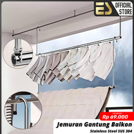 ES Jemuran Gantung Stainless Steel Batang Lipat Portable Balkon Kanopi Adjustable Jemuran Dinding Ka