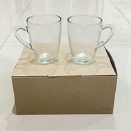 Satu set gelas gagang kopi kaca mg112 isi 6