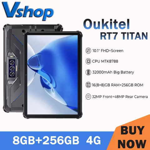 OUKITEL RT7 TITAN 4G Rugged Tablet 8GB+256GB 10.1 Inch FHD+ 32MP+48MP Camera 32000mAh MediaTek MT878