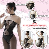 Stocking Lingerie Body Stocking Mesh Semi Transparent Black Bs31