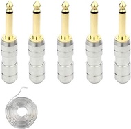 1/4" Audio Plugs 6.35 mm Plug TS Male 1/4 inch Heavy Duty Solder Type Mono Straight Connector for DJ Mixer, Speaker Guitar Cables, Patch Cable, Microphone Cables GiantBee (5 Pack)