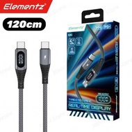 Elementz - [120cm] EAC USB Type-C to Type-C Cable 實時顯示高速充電傳輸線｜Type C充電線