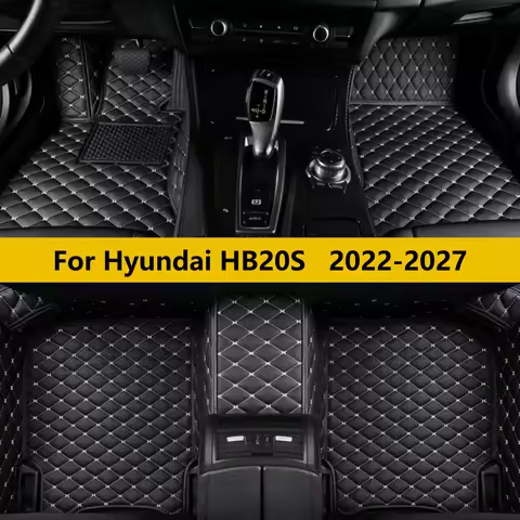 Custom Leather Car Floor Mat For Hyundai HB20S 2022 2023 2024 2025 2026 2027 Leather auto accessorie