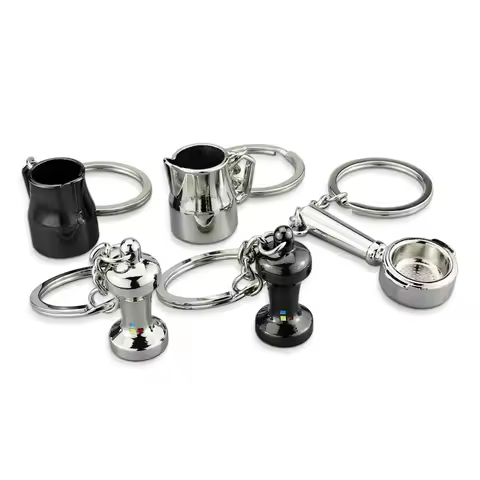 New Coffee Tools Key chain Simulation Coffee Machine Key Ring Best Gift Keychain Wholesale K3133