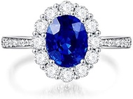 S925 2ct Oval Cut Sapphire Engagement Ring Wedding Ring Halo Diamond Bands Sterling Silver Cubic Zir
