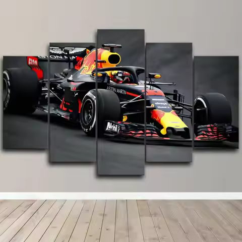 5 Pieces Wall Art Canvas F1 Racing Car Poster Print Living Room Wallpaper Paining Bedroom Home Decor