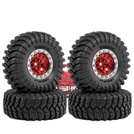4pcs 70mm 1.3" Metal Beadlock Wheel and Tire 7mm Hex for 1/18 1/24 FCX24 FCX18 FCX24M TRX4M SCX24 AX