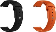 Quick Release Watch Band Compatible With Fossil Men's Sport 43 mm Silicone Watch Strap with Button Lock, Pack of 2 (Black and Orange)