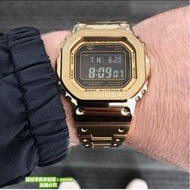 【限時特價】CASIO 卡西歐手錶 G-SHOCK GMW-B5000D-1A 鋼帶 金色 銀色 男士高品質手錶  露天