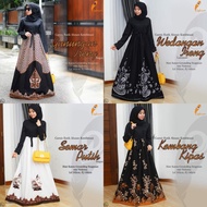 gamis batik kombinasi polos premium