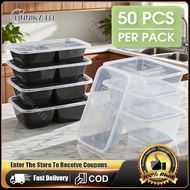 50Pcs Bento Box Disposable 2Division Food Packaging Box Disposable Pack Lunch Bento Box Microwavable