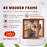 【Mach Photo】8R V-Shaped Wooden Photo Frame Horizontal Landscape Vertical Portrait Hanging Free 8R Ma