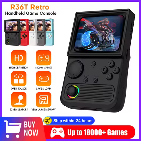 2025 R36T Retro Handheld Game Console 22000+Games 3.5 Inch HD IPS Screen WI-FI Multiplayer 64/128GB 