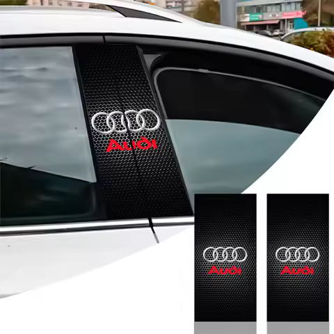 2PCS Car Center Pillar Stickers Central Column Emblem Decals Accessories For Audi Sline TT A1 A2 A3 