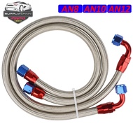 Universal AN4 AN6 AN8/10/12 CPE Fuel Line Hose Kit 2pcs 1m/3ft Stainless Steel Braided Fuel Line Hos