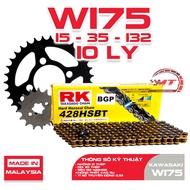 Kawasaki W175 chain sprocket, RK black gold chain 428HSB (10mm)