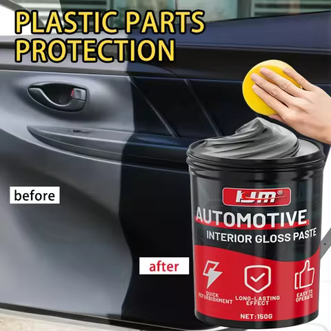 150g KJM Automotive Plastic Restorer & Whitening Cream - All-in-One Dashboard, Tire & Seat Cleaner, 