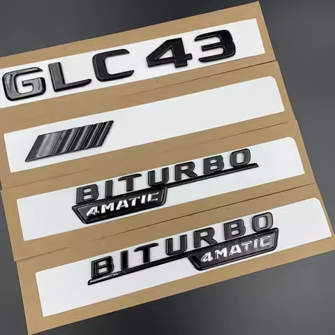 3D ABS Glossy Black Logo GLC 43 Emblem Letters Biturbo 4MATIC Badge Car Trunk Sticker For GLC43 Acce