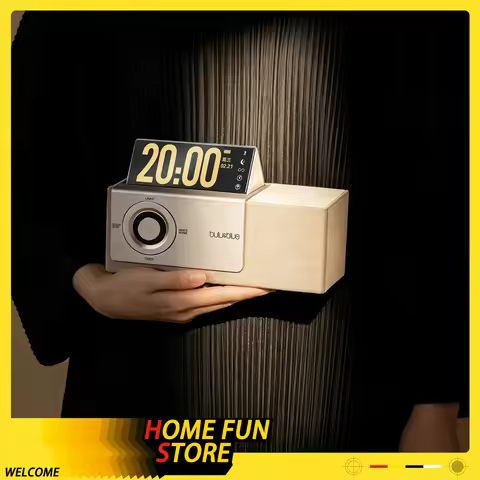 Bulublue Flip Screen Bluetooth Speaker With Atmosphere Light Floating Lyrics Display Home Wireless C