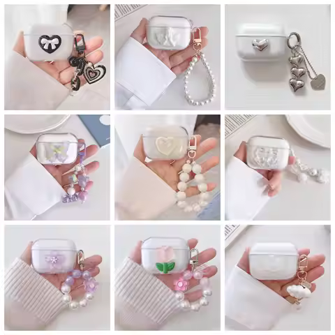 For xiaomi redmi buds 6 lite / 6 play /buds5 pro Case 6active Cute Love/angel Pendant Transparent Si
