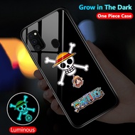 【Luminous Glass Casing】Samsung Galaxy M51 M62 F62 Anime One Piece Luffy Phone Case for Cartoon Prote