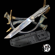 มีดเดินป่า วัสดุใบ:เหล็กAUS-10 ด้ามจับโลหะ ความแข็ง 60 HRC ซองKydex