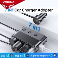 127W Fast Car Charger  7 in 1 PD45W Type C QC 3.0 For iPhone Android iPad 12V/24V Car Truck Van