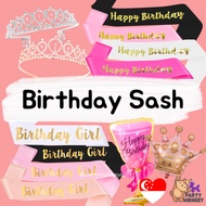 SG SELLER Happy Birthday Sash Birthday Girl Crown Pink White Black Party Celebration 21st 18th
