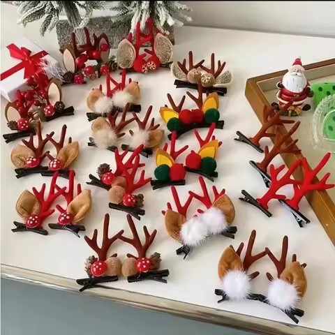 Deer Antlers Christmas Hair Clip Accessories Headwear Elk Ears Deer Hair Accessories Children's and 