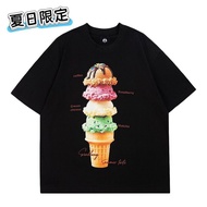 复古冰淇淋印花短袖T恤夏季趣味的潮流童装6.9 Vintage ice cream print short-sleeve T-shirt, fun and trendy summer children