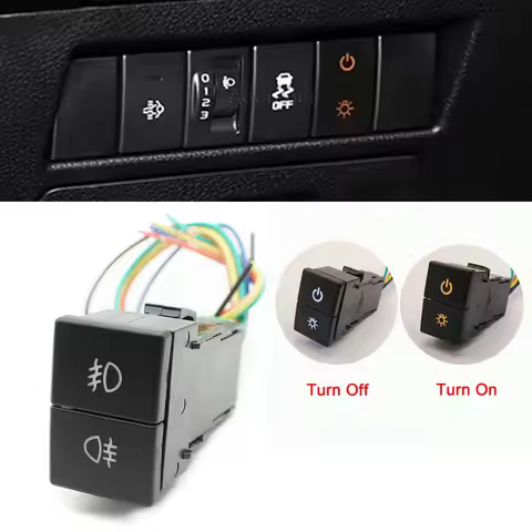 Car Dual Key Switch Dual Switch Radar Fog Lights Power LED Headlight Switch Button for ISUZU D-MAX